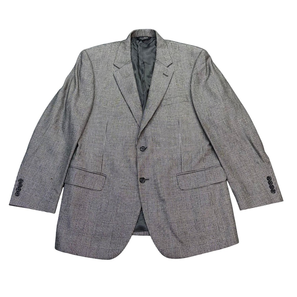 Jos. A. Bank Sport Coat Mens 43R Regular Glen Plaid Silk Camelhair Gray Blazer